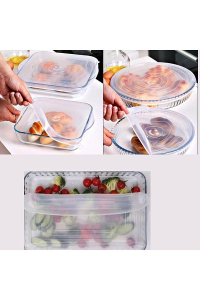 mucit home Silicone Square, Round + Rectangular Pyrex Silicone Cover Set of 5 Food Compatible