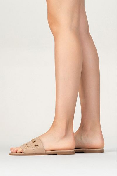 PASSAGE SHOES Women's Faux Leather Slippers 6322 Nude