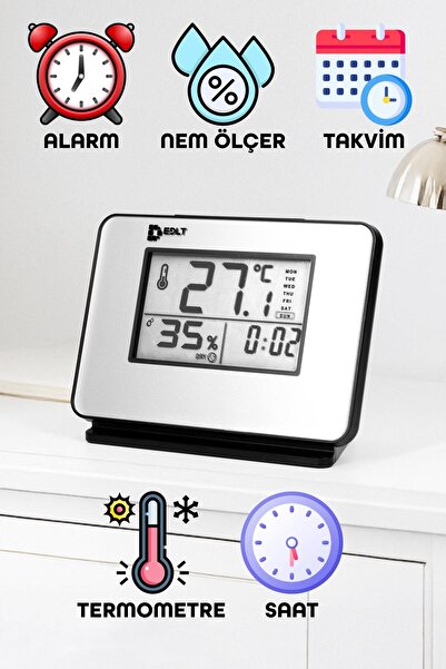 Telvesse 5 Fonksiyonlu Dijital Bebek Nem Ölçer Saat Takvim Alarm Termometre M...