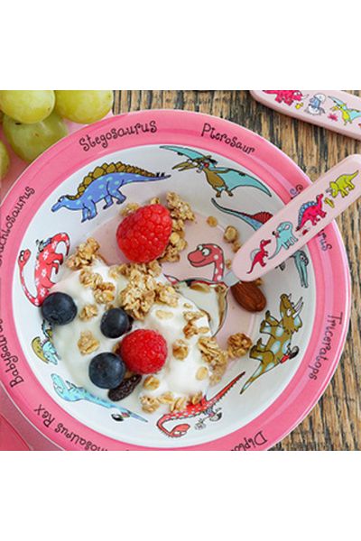 Tyrrell Katz Melamine Food Plate - Food Bowl // Pink Dino