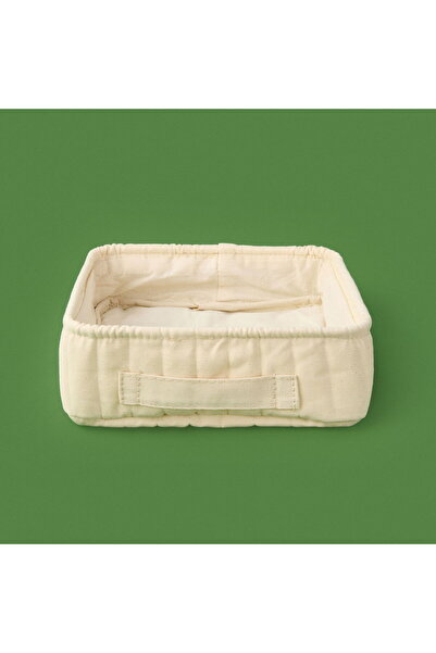 KUT FLY سلة منظمة مربعة، كريمي، 26x26x8 سم، حل تخزين مزخرف وأنيق