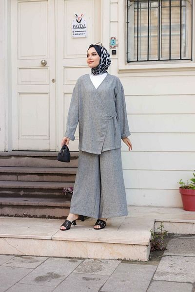Enans Design Women's Hijab 2 Piece Linen Set