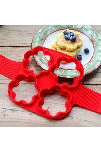 OEM Silicone mold for eggs and pancakes, flower pattern, red