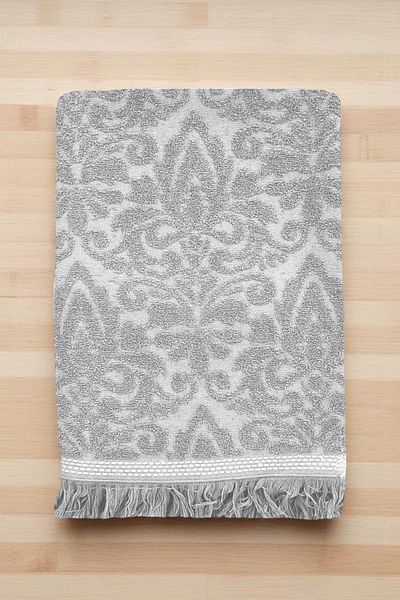 merland benvecocuk 2 Piece Jacquard Bath Towel Set 100% Cotton 90X150 cm Arden Gray
