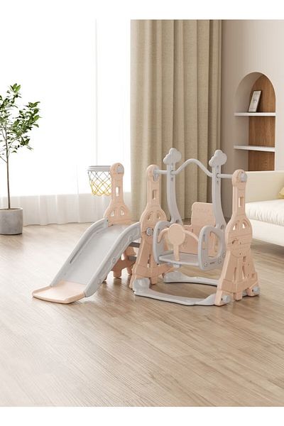 FULLJOY Children's slide with swing and basketball 140*122*98 cm pink