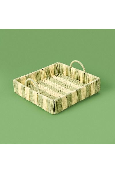 ASPARTAM Acerra Decorative Tray - Green / Cream - 22X22X5 cm