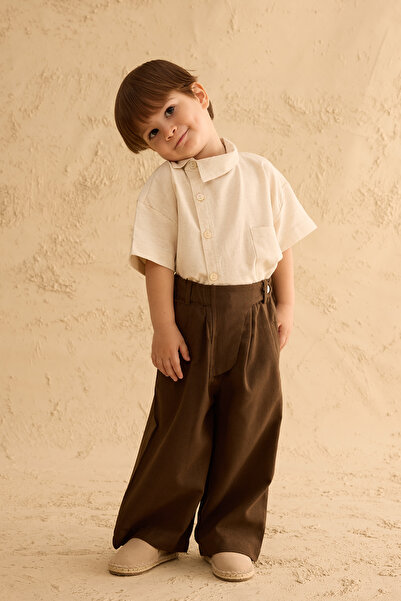 Fahhar Kids Φαρδύ παντελόνι με πατάκια Bitter Brown