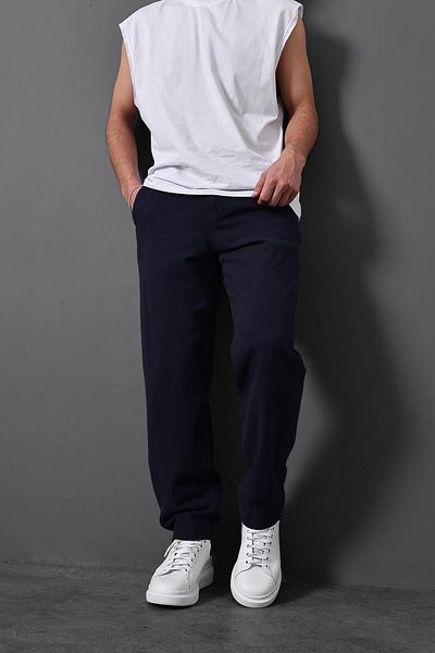 Slatra Ανδρικό υφασμάτινο παντελόνι Navy Blue Gabardine