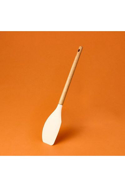 MATMEL Wooden Handle Silicone Spatula - Cream / Brown