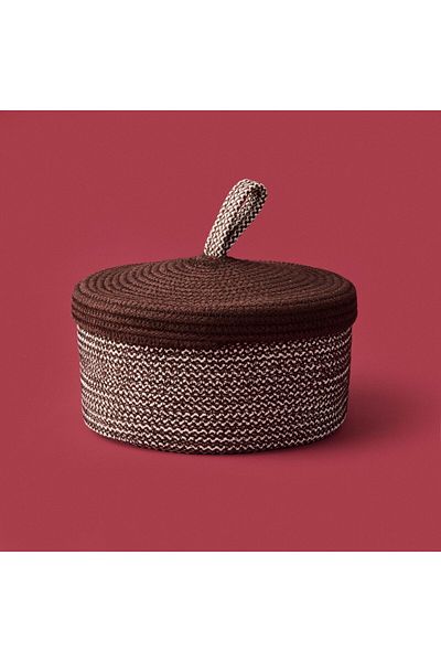 MATMEL Living Earthy Hues Natural Decorative Storage Box with Lid - Beige / Brown - 20X10 cm