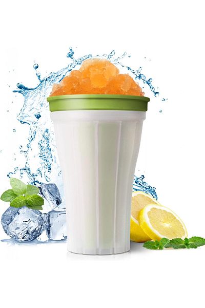 Duufun iced drink cup, silicone, white/green, 150 ml, 14.5 x 9.8 cm