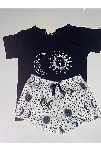 shiny date Short Sleeve Shorts Pajama Set