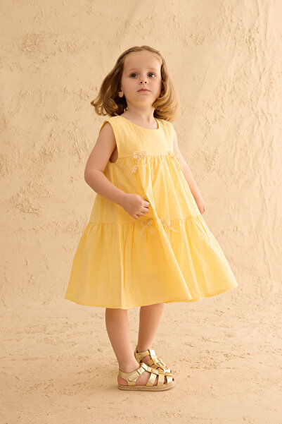 Fahhar Kids Pamuk Kat Kat Elbise Sarı
