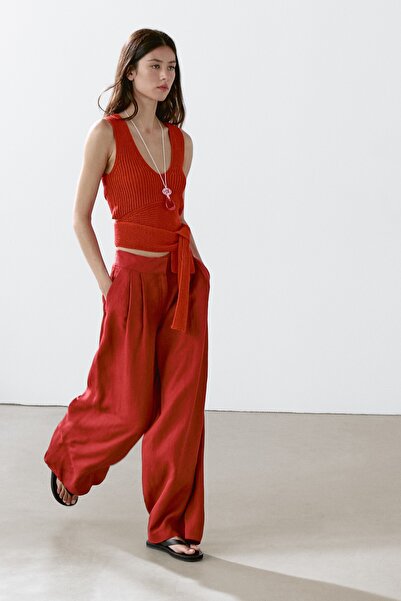 Massimo Dutti Dökümlü pensli pantolon