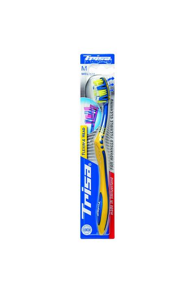 Trisa Flexible Head 3 Medium Manual Toothbrush 517429 Yellow