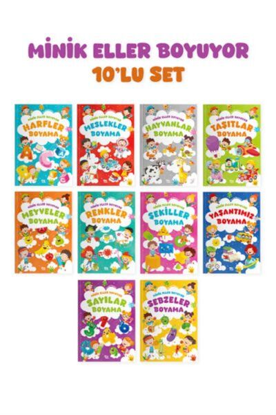 Timaş Yayınları Minik Eller Boyuyor – 10 Kitaplık Set (Örnek Resimli)