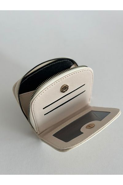 Boutiquehaki Mandy Card Holder Detail Women's Wallet Cream