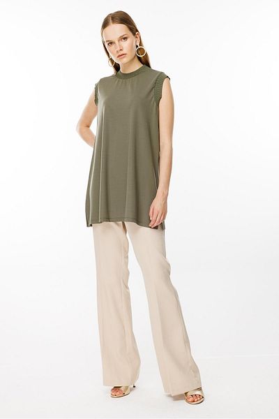 Ghisa Back Stitched Tunic Khaki 4677