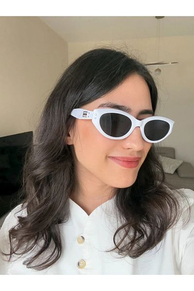 RoseandRoses Kairi Original Model Sunglasses White Frame Black Glass