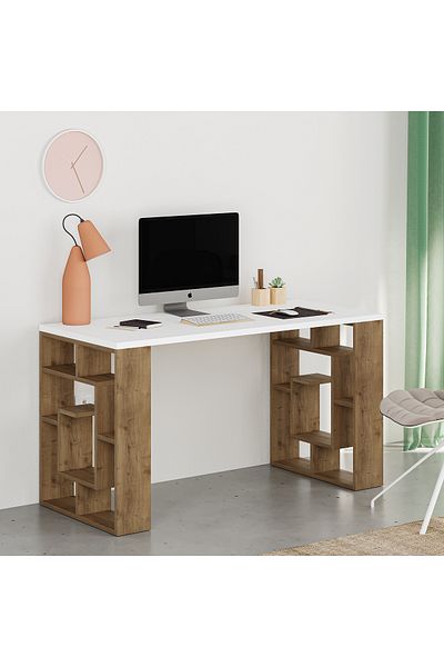 Mourah Home Labirent Working Table with Dual Side Storage – Compact Desk for Home Office, Writing & Reading