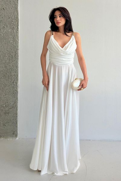Serica Moda Βραδινό φόρεμα με λευκό λουράκι στήθους