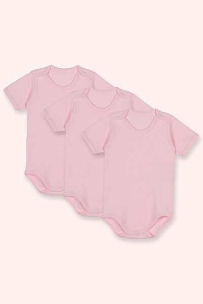 Panço Yenidoğan Kısa Kollu Çıtçıtlı 3'lü Pembe Body