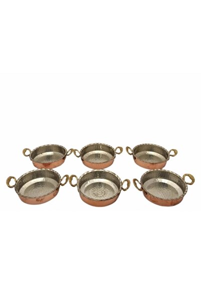 Bakır Center Breakfast Plate Pan Model Mini Set of 6 Red