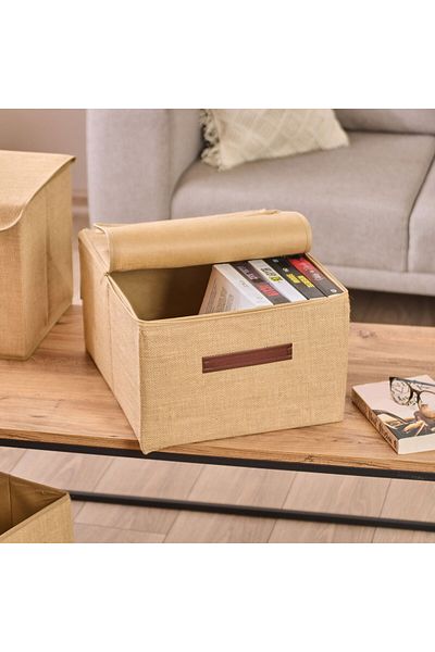 MATMEL Home Jute Supported Bag - Beige - 23X42X35 cm