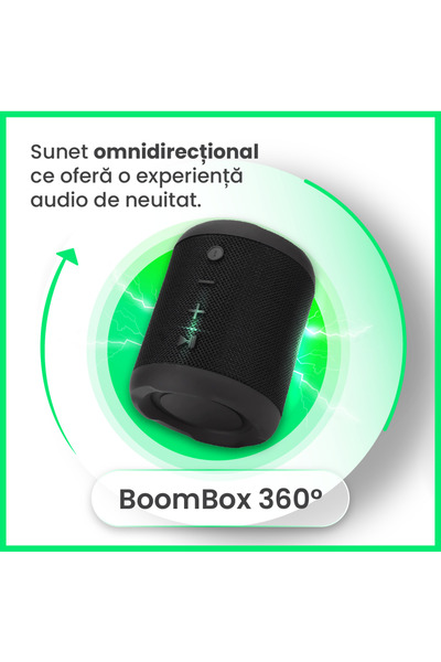 Zimmo® Zimmo® 360° portable speaker, Bluetooth 5.1, FM Radio, 5 playback modes, Autonomy up to 10h, Black