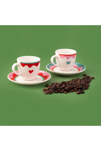 ASPARTAM Kitchen Granny 4 Piece Porcelain Cup Set - Colorful / Red