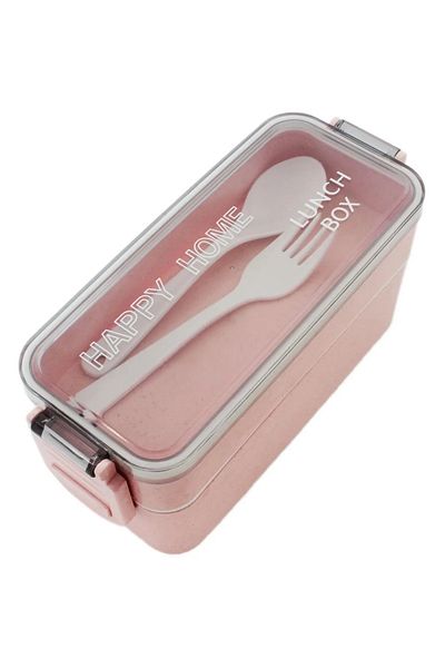 OEM Lunch box, 750 ml, cutlery, 2 compartments, pink
