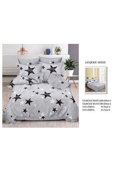chiraso CHIRASO Finet Bedding Set, 6 Pieces, Sheet 240x250, Quilt 200x230, 4 Pillowcases, Print