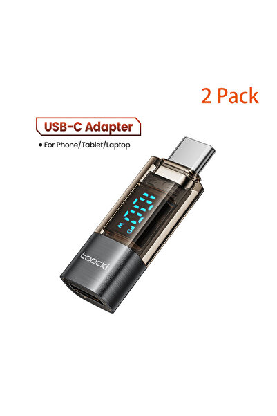 Toocki محول USB-C من النوع C إلى النوع C، موصل OTG لأجهزة iPhone، رمادي اللون، بقوة 100 وات