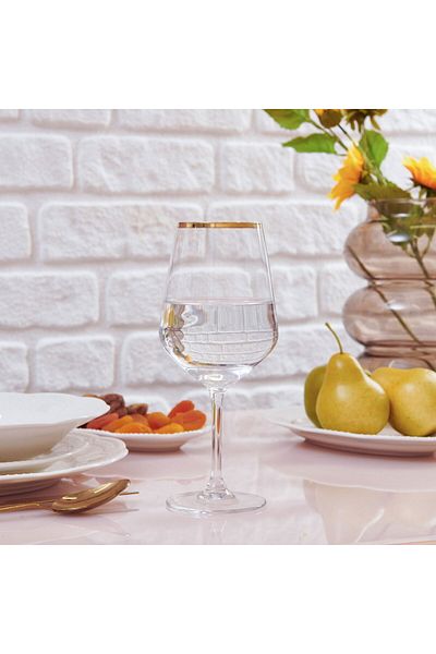 MATMEL Avantgarde Gold 6-Piece Footed Glass - 490 ml