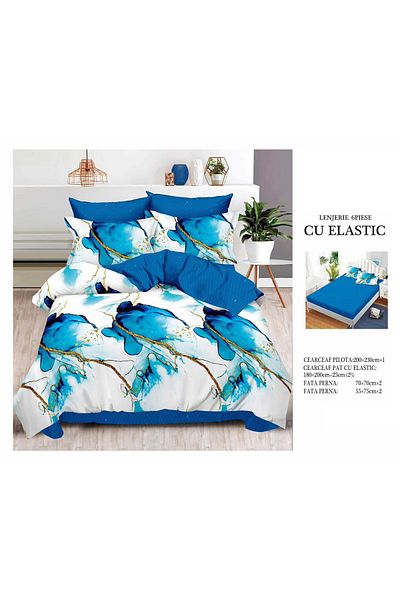 CHIRASO CHIRASO Finet Bedding Set, 6 Pieces, Double Bed, Sheet 180x200, Duvet Cover 200x230, 4 Pillowcases