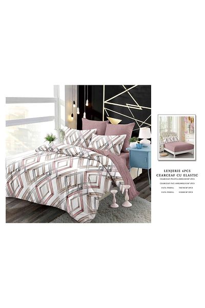 CHIRASO CHIRASO Finet Bedding Set, 6 Pieces, 2 Persons, Fitted Sheet 180x200, Duvet Cover 200x230, 4 Pillowcases