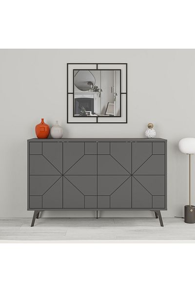 Mourah Home Dune Console – Modern 4-Door Sideboard with Elevated Legs, Storage for Living, Dining, Hallway