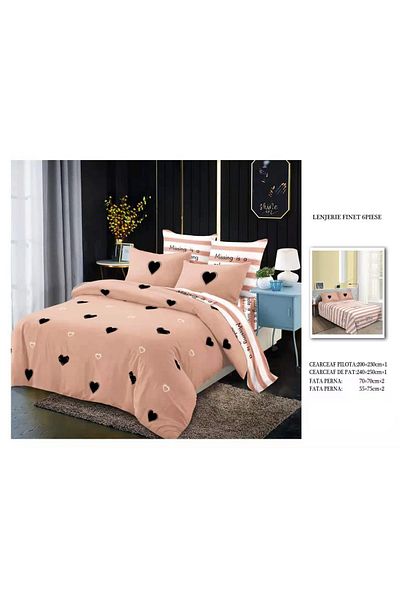 CHIRASO CHIRASO Finet Bedding Set, 6 Pieces, 2 Persons, Sheet 240x250, Quilt 200x230, 4 Pillowcases, Print