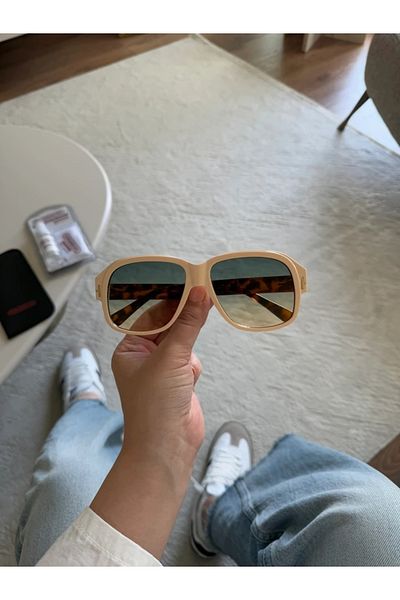 RoseandRoses Zyra Original Model Sunglasses Cream Frame Leopard Handle