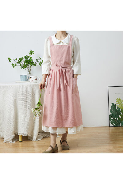 Choice 1 Brief Nordic Wind Pleated Skirt Cotton Linen Apron Women Girls Vinta...