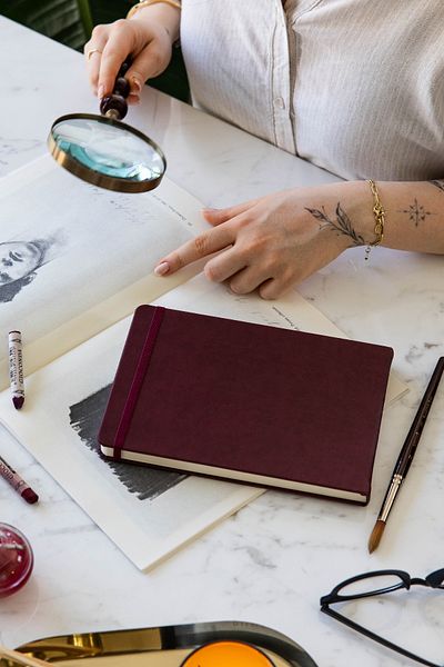 PAPERORA 21X15 cm Hard Cover 80 Sheets 140 Gr. Sketch Book - Sketch Book - Claret Red