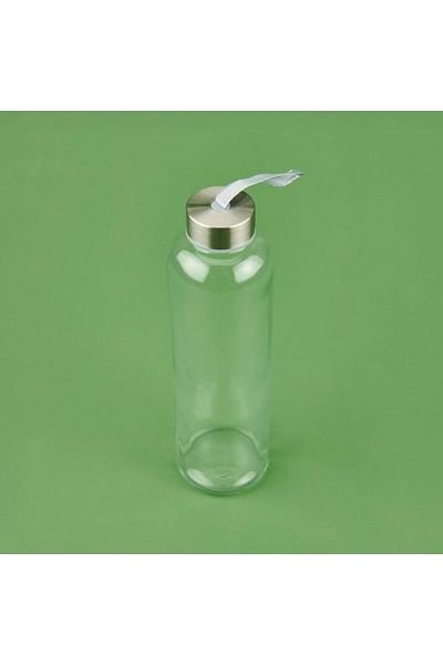 MATMEL H2O Glass Flask with Plush Case - Green / Transparent
