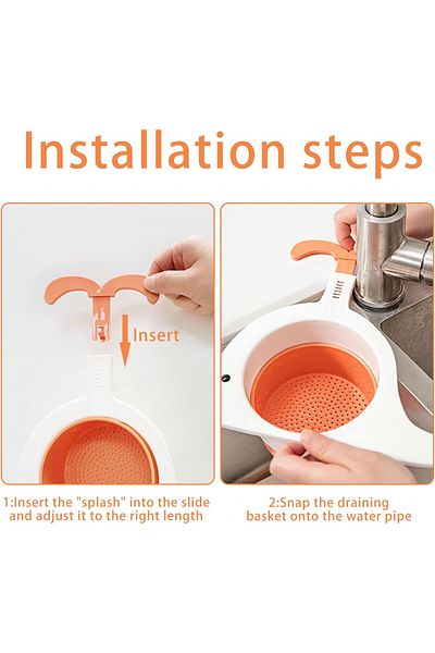 Shunfaji Sink Strainer, Pp, Orange/white, 21.3 X 25 Cm