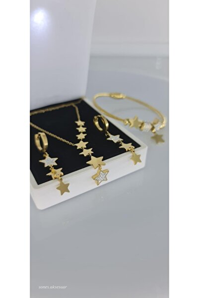 SONES Samanyolu Yıldız Çelik Takı Seti 316 L Çelik Özel Takı Kurusunda Hediye Dogumgünü