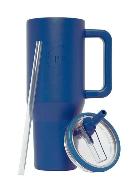 PRICKLY PEAR Stainless Steel Water Bottle 40 Oz Hydrator Navy Logo