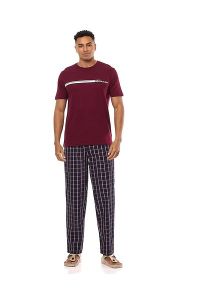 R&B Burgundy Printed Pyjama Set