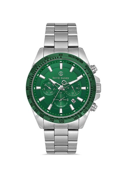 DAVID GUNER Silver Coated Green Dial Men's Watch Dg-8743Ga-A10