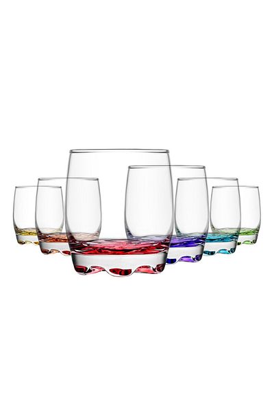 LAV Adore Colorful Liquor Shot Glass - 6 Pcs Coffee Side Water Glass 80 Ml.