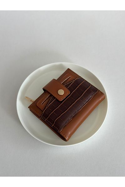 Boutiquehaki Winnie Crocodile Textured Women's Wallet with Card Holder Compartment Brown
