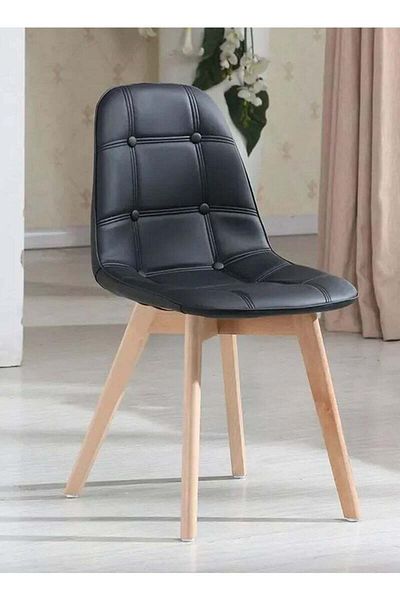 Taimi Wooden Dining Chair With Padded Seat Designed For Home Kitchen Lounge And Office, Black